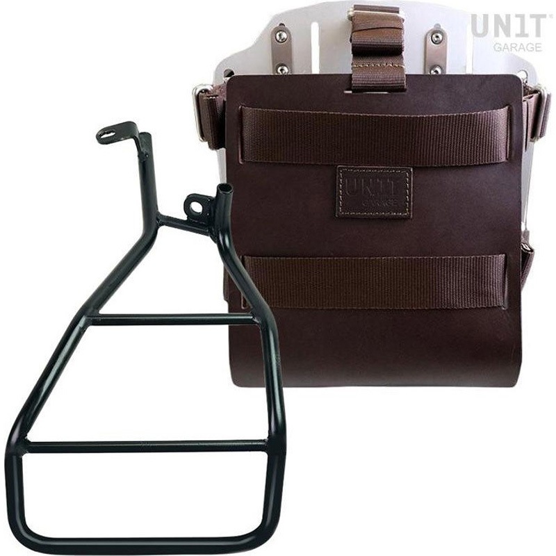 U085+U000+3320DX-Brown-Silver CarryingSystem in aluminum with adjustable leather front，Quick Release System & frame Sportster S 1250-U085-U000-3320DX 1個 UnitGarage (ユニットガレージ) 【通販モノタロウ】