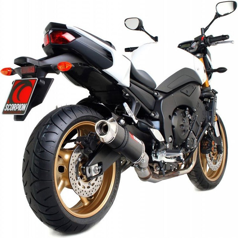 EYA87CEO Factory オーバルスリップオン カーボンファイバースリーブ eマーク Yamaha FZ8 2010 - 2016 1個 Scorpion (スコーピオン) 【通販モノタロウ】