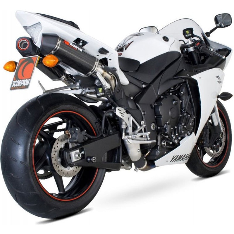 RYA85CEO Serket スリップオン (ペア) カーボンファイバースリーブ eマーク Yamaha YZF 1000 R1 2009 - 1個 Scorpion (スコーピオン) 【通販モノタロウ】