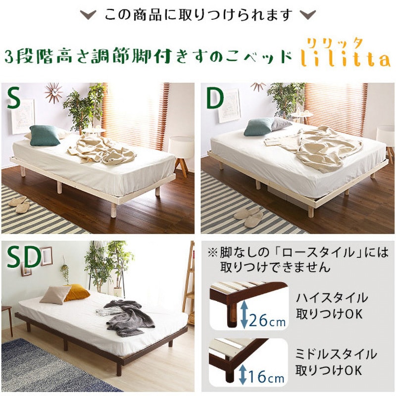 TN-01--WHW LPS(脚付きすのこベッド)専用 簡易宮 掛けタイプ【Lilitta リリッタ 】 1台 ホームテイスト 【通販モノタロウ】