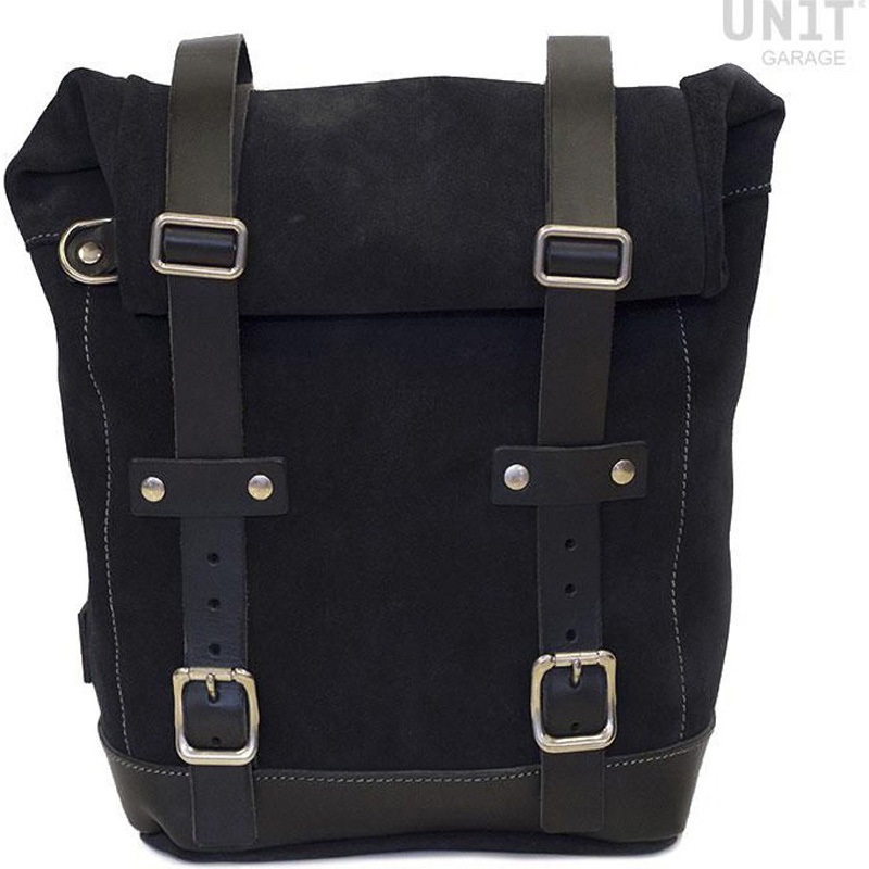 U002-JetBlack Waxed suede サイドパニアケース 10L-14L | U002 UnitGarage (ユニットガレージ) ジェットブラック色