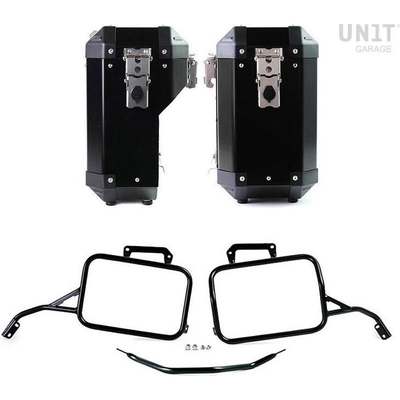 AL1C_BL+3604-Black-Panniers+Black-Frames アルミパニアケース(ペア) Atlas 40L+34L with Aprilia Tuareg 660 frame | AL1C-BL-3604 1個 UnitGarage (ユニットガレージ) 【通販モノタロウ】 164,900円