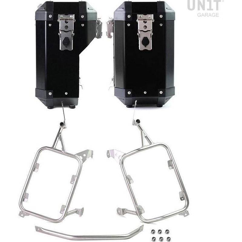 AL1C_BL+1927-Black-Panniers+Silver-Frames アルミパニアケース(ペア) Atlas 40L+34L with サブフレームs R1200GS LC - R1250GS & ADV | AL1C-BL-1927 1個 UnitGarage (ユニットガレージ) 【通販モノタロウ】