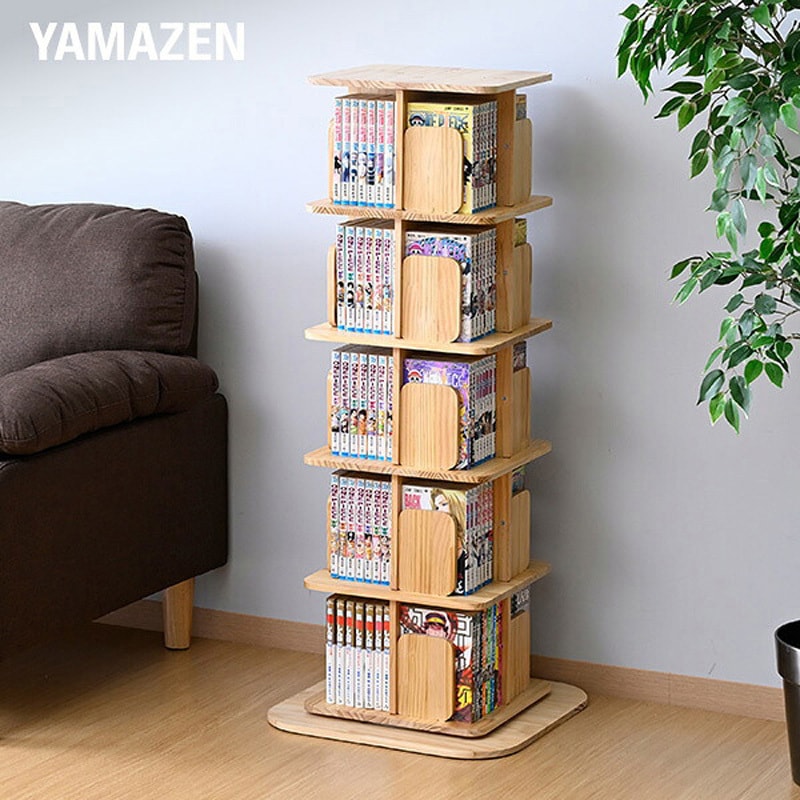 TKCS-5(NA) 本棚 回転式 コミックラック 木製 YAMAZEN(山善) 5段色