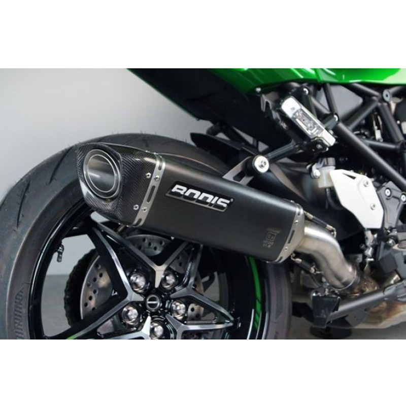 KH2SX-002 スリップオン V4-M-CA， ステンレスブラック， Catalyzer : Original， EU Homologated BODIS (ボディス) 適合車種KAWASAKI Ninja H2 SX (2018-2021)   KH2SX-002