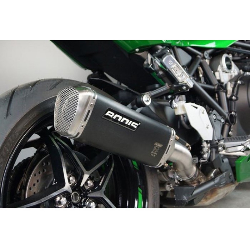 KH2SX-001 スリップオン V4-M-GE， ステンレスブラック， Catalyzer : Original， EU Homologated BODIS (ボディス) 適合車種KAWASAKI Ninja H2 SX (2018-2021)   KH2SX-001