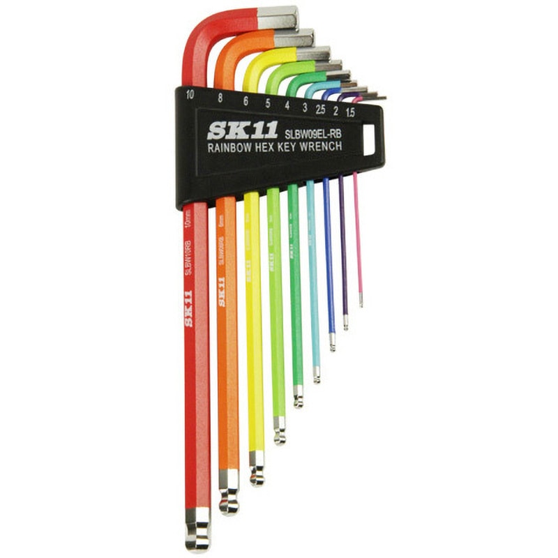 SLBW09EL-RB レインボー六角棒レンチセット SK11 エキストラロング