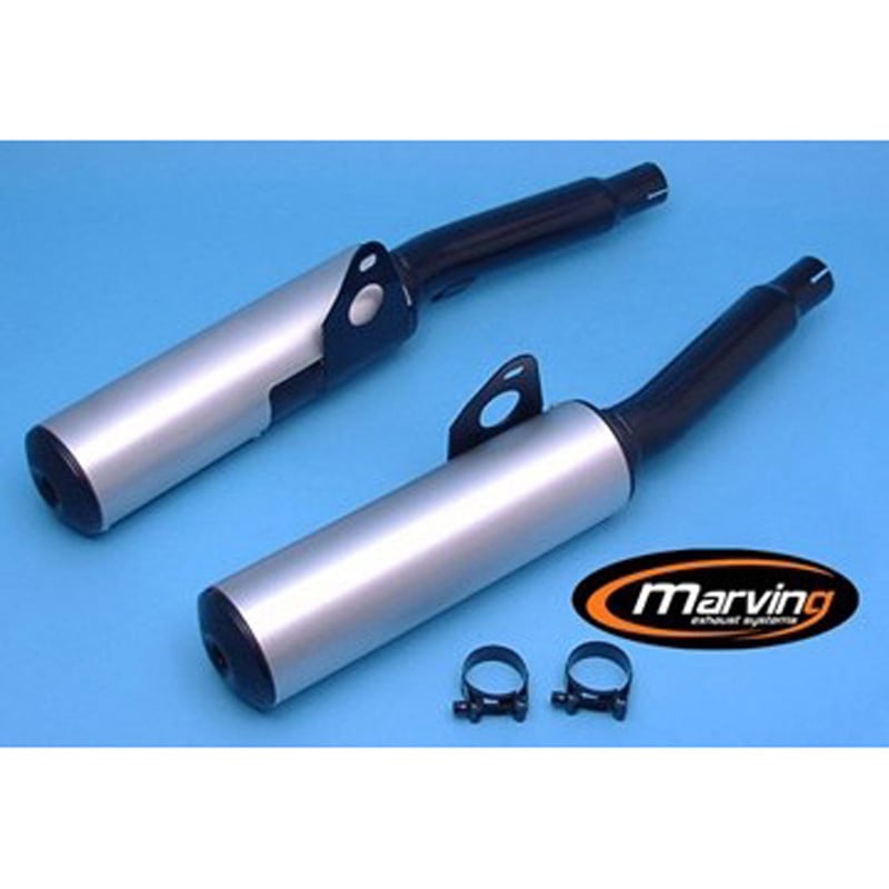 K/2081/NC デュアルマフラー Cylindrical &Oslash； 100 ブラック + アルミニウム Kawasaki GPZ 1000 RX 1個 Marving Exhaust (マービングエキゾースト) 【通販モノタロウ】