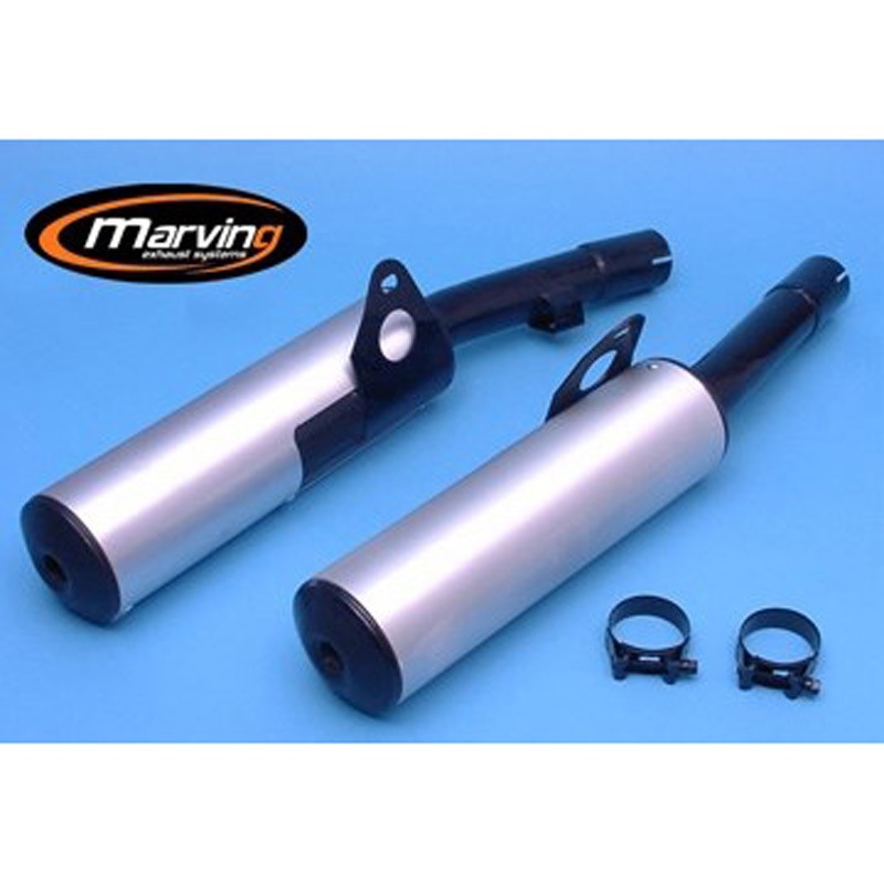 K/2080/NC デュアルマフラー Cylindrical &Oslash； 100 ブラック + アルミニウム Kawasaki GPZ 600 R/GP 1個 Marving Exhaust (マービングエキゾースト) 【通販モノタロウ】