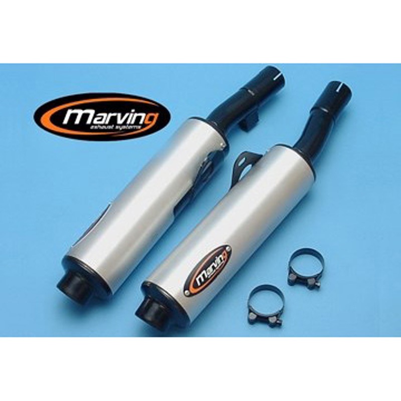 S/2111/NC デュアルマフラー Cylindrical &Oslash； 100 ブラック + アルミニウム Suzuki GSX 750 F 90 1個 Marving Exhaust (マービングエキゾースト) 【通販モノタロウ】