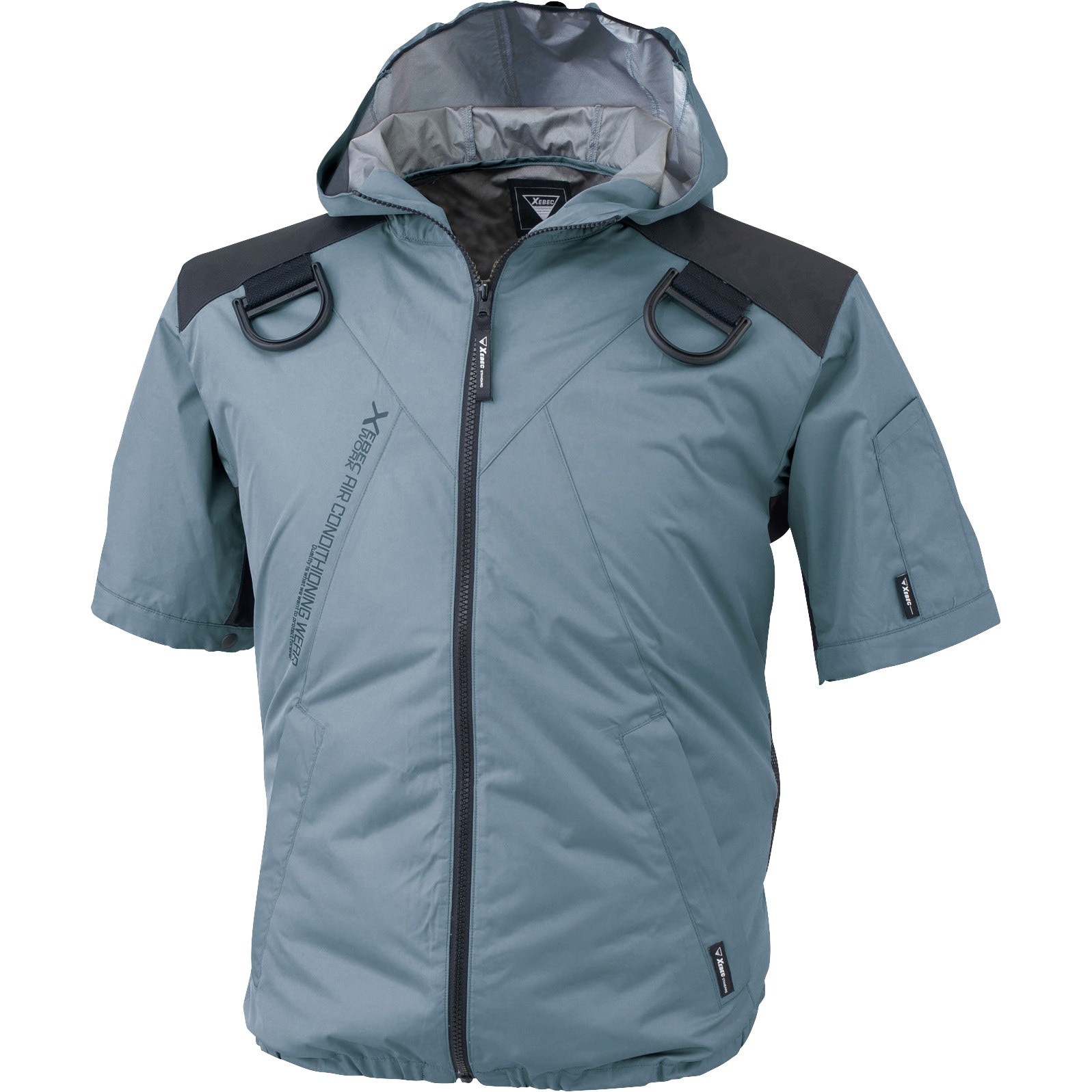 XE98105 空調服TM ハーネス遮熱フード付き半袖ブルゾン  XE98105 (ウェアのみ) ジーベック ブルーグレー色 サイズM