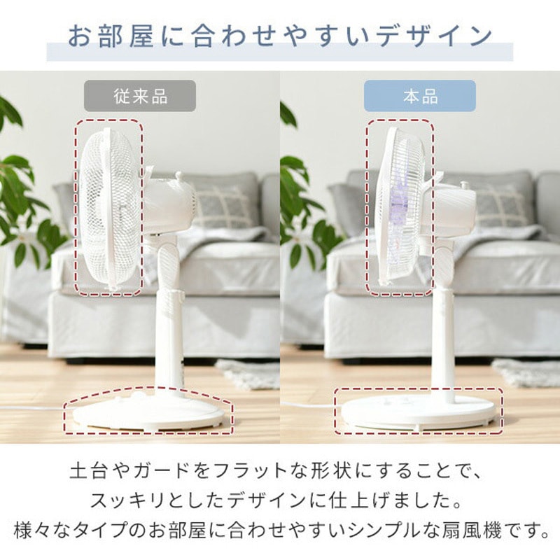 YLT-AG30E(W) 扇風機 左右首振り 風量3段階 押しボタン 切りタイマー