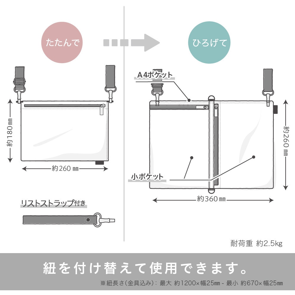 UT-3565-GL ユートリム ひろがるサコッシュ A4 タブレット収納 SONIC