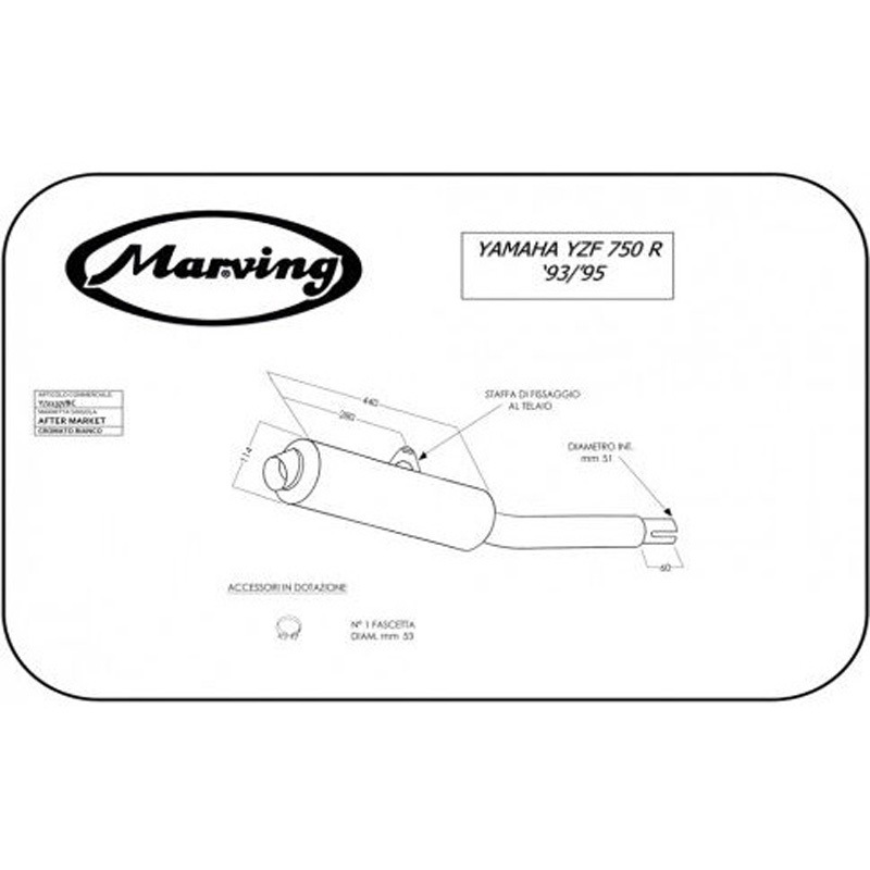 Y/2137/BC マフラー Cylindrical &Oslash； 114 クロム Yamaha YZF 750 R (93-95) 1個 Marving Exhaust (マービングエキゾースト) 【通販モノタロウ】