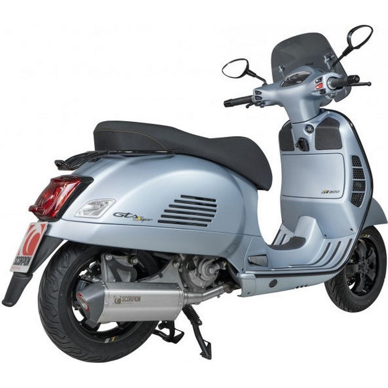 RVE220SEO マフラー Serket Parallel スリップオン ブラッシュドステンレススリーブ Scorpion (スコーピオン) 適合車種Vespa GTS 300 (Euro 5) (2020-2022)   RVE220SEO