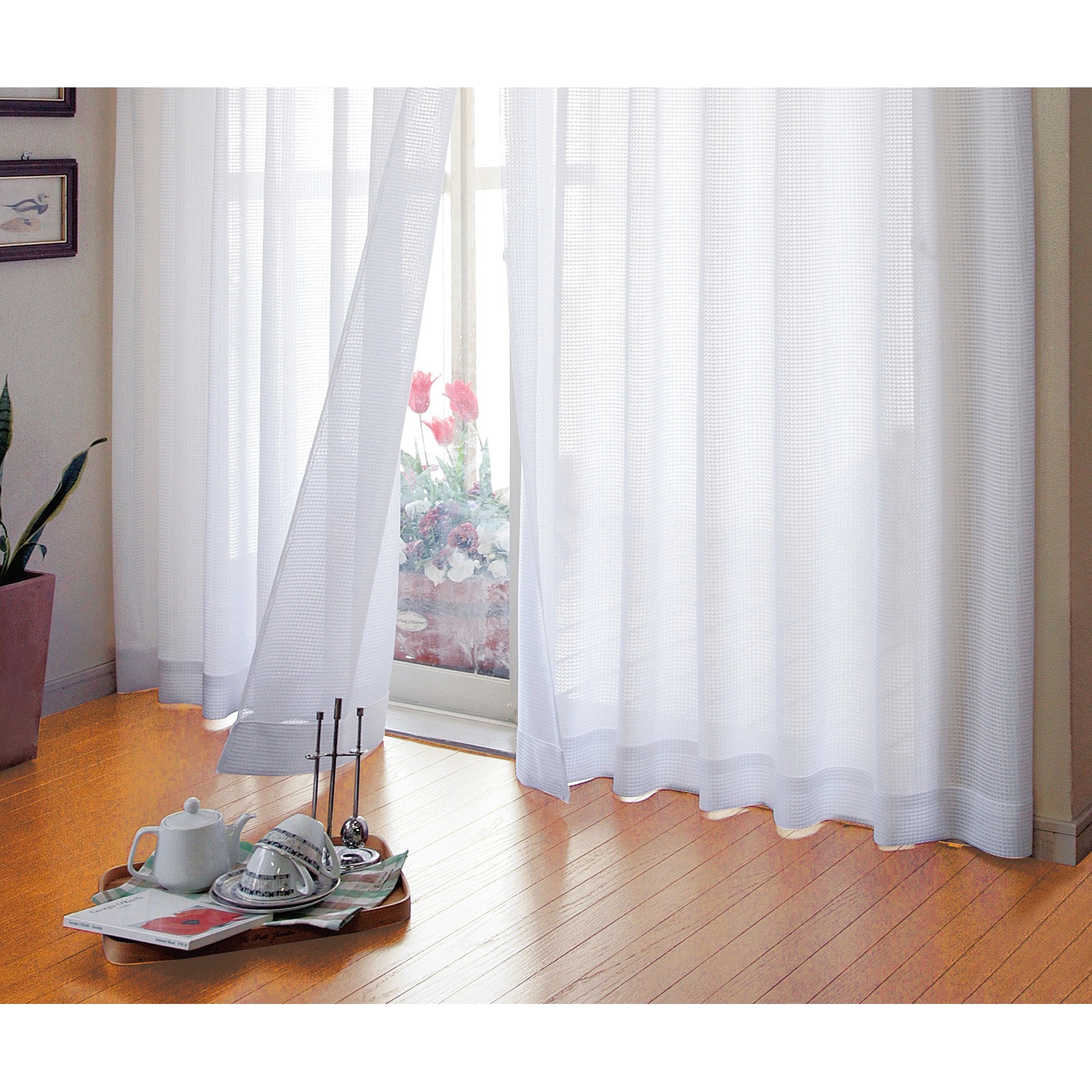 カーテン＆レースカーテン 68251 UVカットミラーレースカーテン 1セット(2枚) ファミリー・ライフ