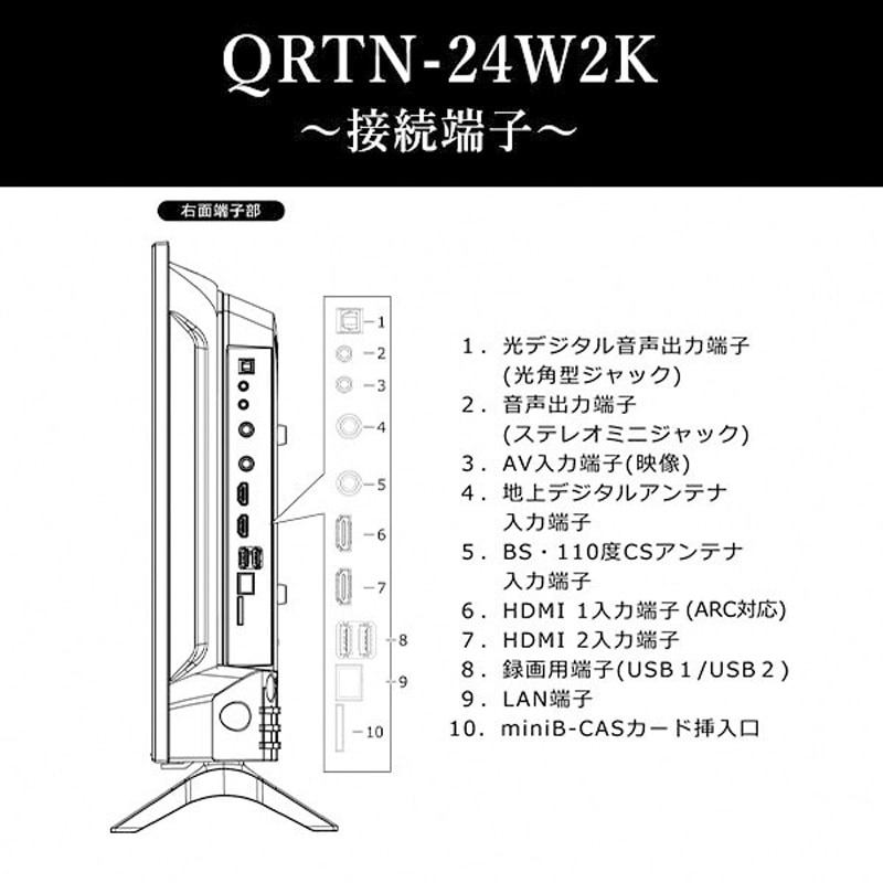 2024年製未使用に近い！山善　Qriom　24型 テレビ　QRTN-24W2K 楽天市場】山善 24V型 液晶テレビ QRT-24W2Kの通販