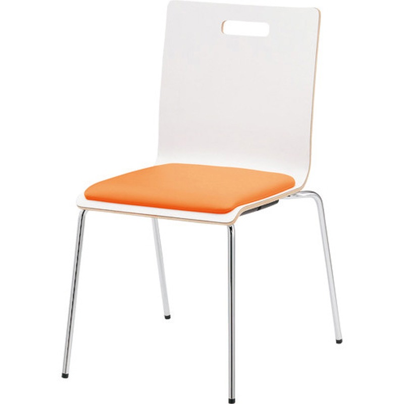 PM-50MP-WH-OR リフレッシュチェア 4本脚パッド付 TOKIO(藤沢工業) パット付きタイプ 張地:布 ホワイト+オレンジ色   PM-50MP-WH-OR