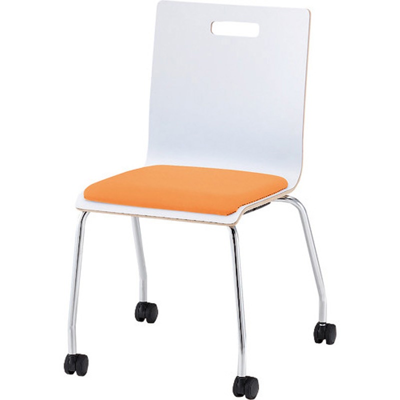 PM-K60MP-WH-OR リフレッシュチェア パッド付・キャスター脚タイプ TOKIO(藤沢工業) パット付きタイプ 張地:布 ホワイト+オレンジ色   PM-K60MP-WH-OR