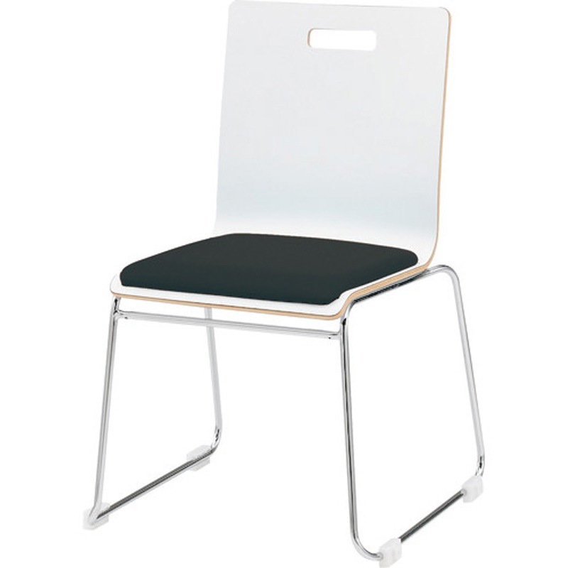 PM-55MPL-WH-NBK リフレッシュチェア ループ脚・パッド付タイプ TOKIO(藤沢工業) 連結プラパート付 PM-55MPL-WH-NBK