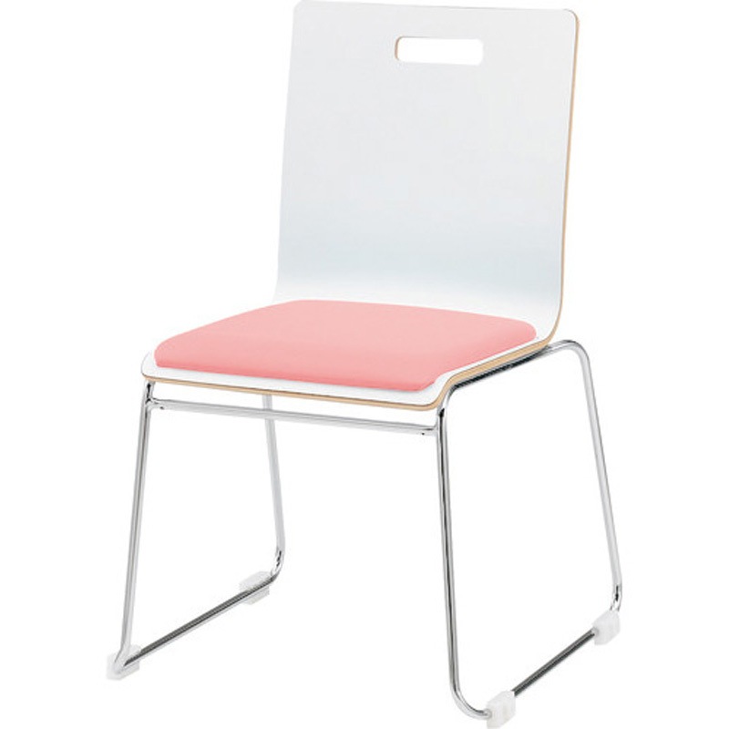 PM-55MPL-WH-PP リフレッシュチェア ループ脚・パッド付タイプ TOKIO(藤沢工業) 連結プラパート付 レザー   PM-55MPL-WH-PP