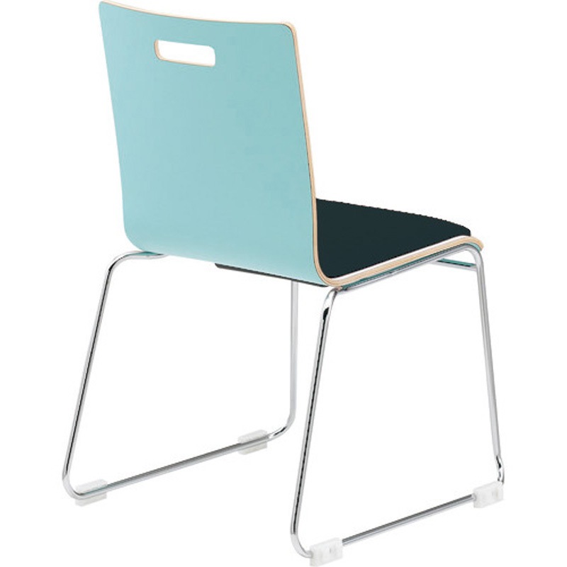 PM-55MP-MG-BK リフレッシュチェア ループ脚・パッド付タイプ TOKIO(藤沢工業) 連結プラパート付 パット付きタイプ 張地:布 グリーン+ブラック色   PM-55MP-MG-BK