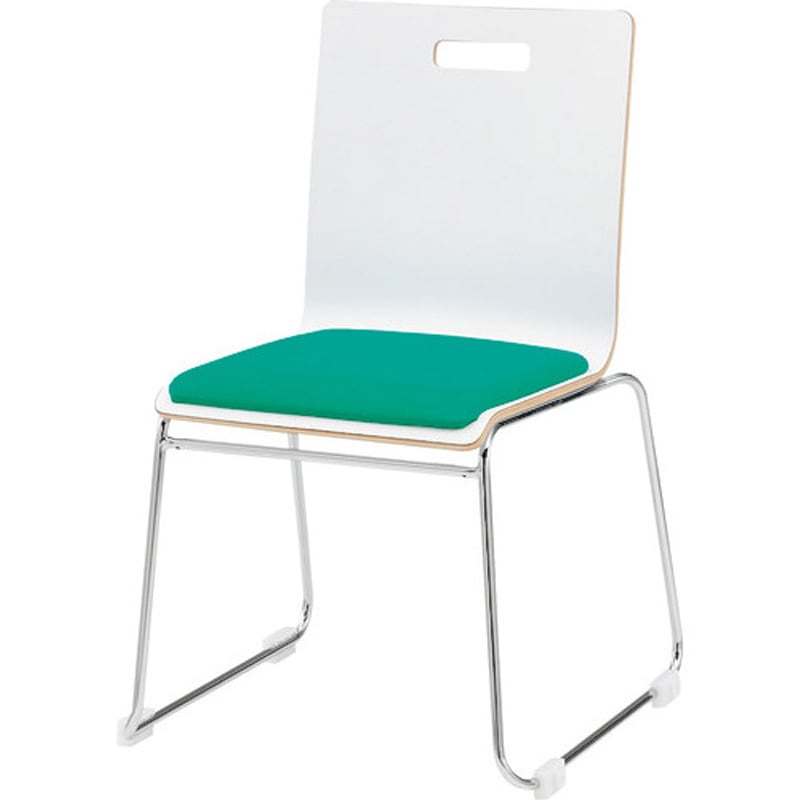 PM-55MP-WH-CGE リフレッシュチェア ループ脚・パッド付タイプ TOKIO(藤沢工業) 連結プラパート付 パット付きタイプ 張地:布 ホワイト+クリアグリーン色   PM-55MP-WH-CGE 24,075円