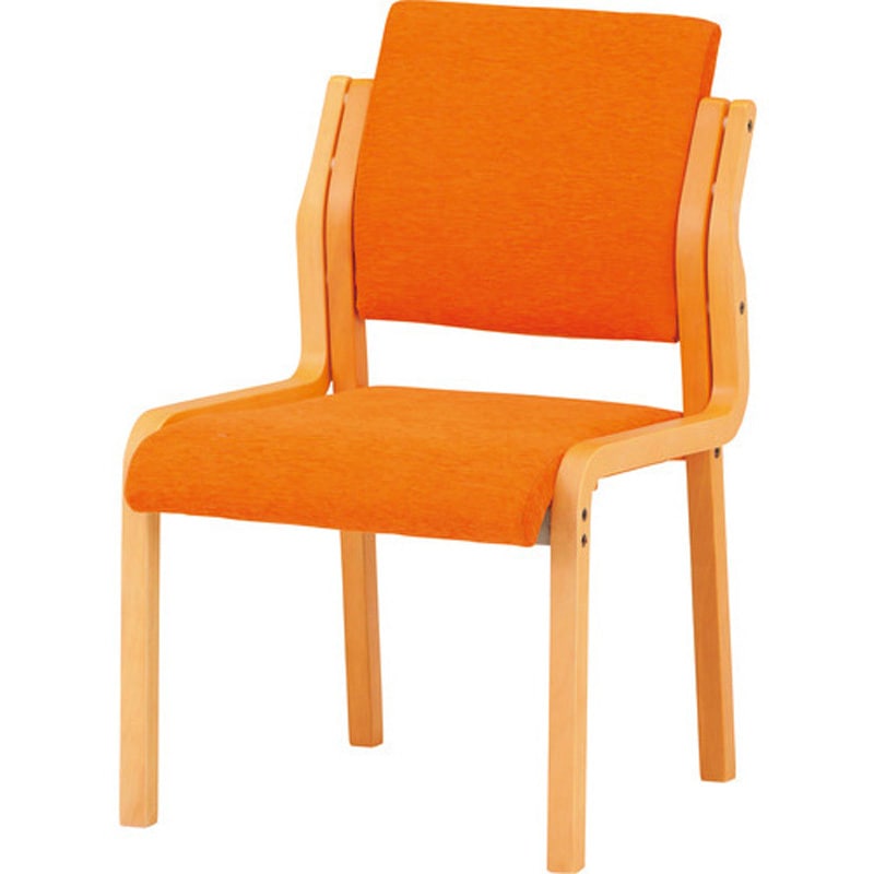 FVM-5-FMOR 木製スタッキングチェア TOKIO(藤沢工業) 張地:布 Fマンダリンオレンジ色 質量7.6kg   FVM-5-FMOR
