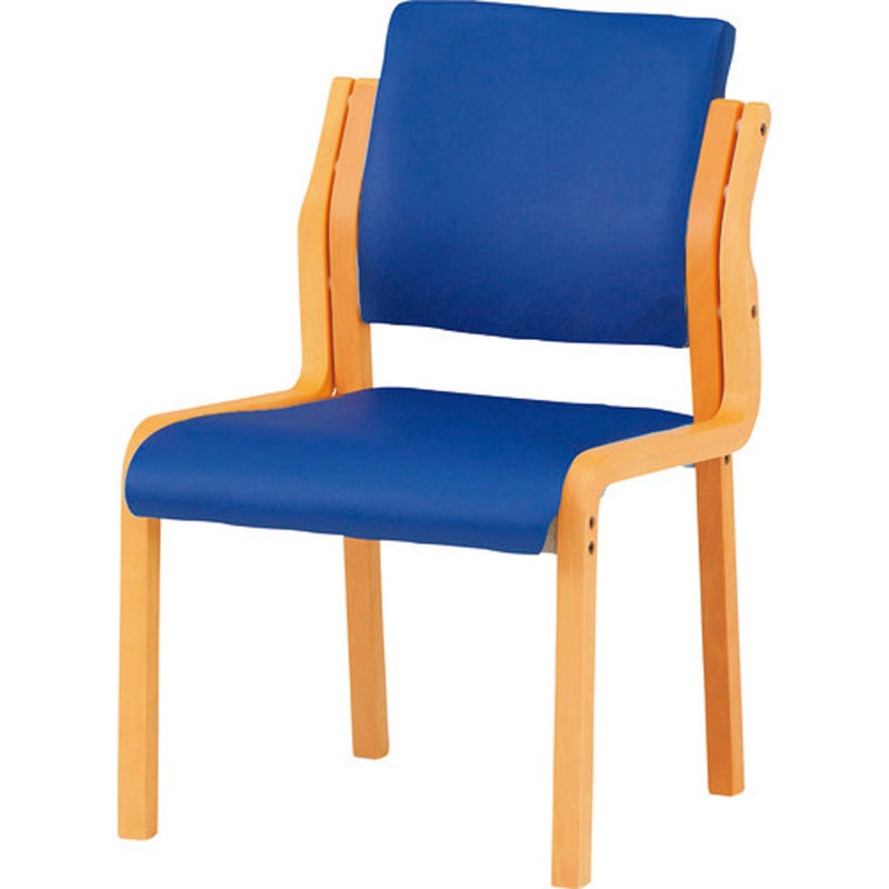 FVM-5L-IB 木製スタッキングチェア TOKIO(藤沢工業) レザー インディゴブルー色 質量7.6kg   FVM-5L-IB