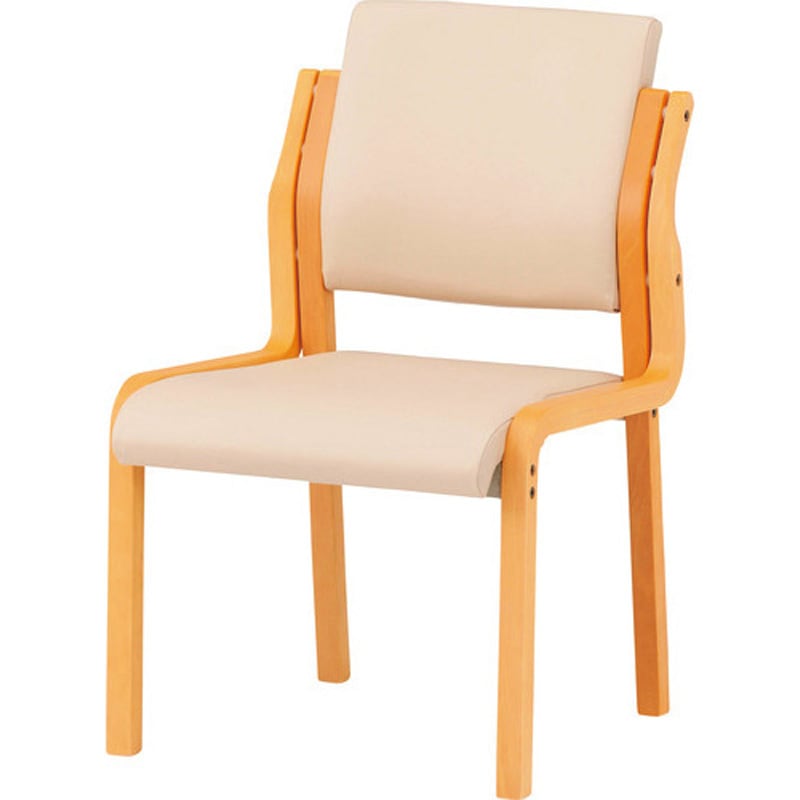 FVM-5L-LBG 木製スタッキングチェア TOKIO(藤沢工業) レザー ライトベージュ色 質量7.6kg   FVM-5L-LBG