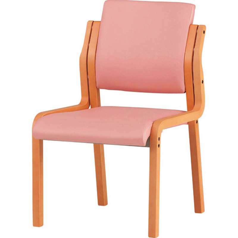 FVM-5L-PP 木製スタッキングチェア TOKIO(藤沢工業) レザー パステルピンク色 質量7.6kg   FVM-5L-PP