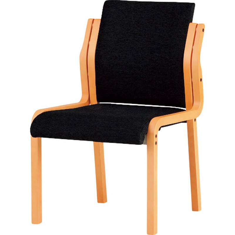 FVM-6-FNO 木製スタッキングチェア TOKIO(藤沢工業) 張地:布 Fノワール色 質量8.2kg   FVM-6-FNO