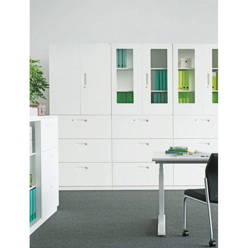 HSR40W-10H HSウォール 両開き書庫 トヨスチール(トヨセット) ホワイト色 棚段数(段)2 上下兼用タイプ 高さ1050mm間口900mm奥行400mm  HSR40W-10H