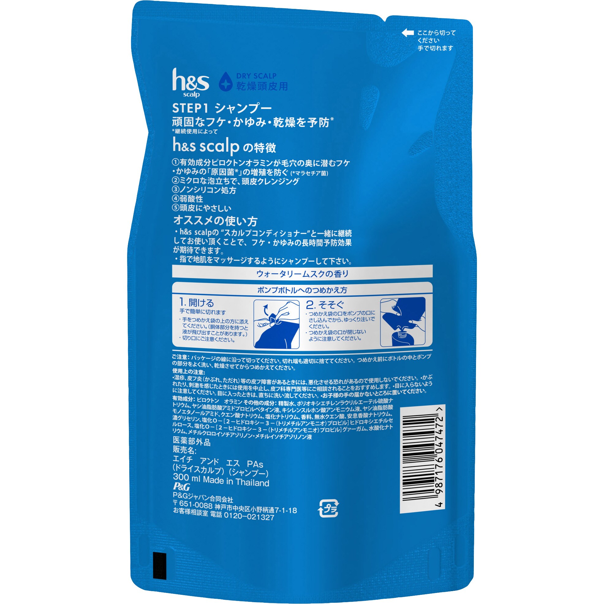 h&s scalp ドライスカルプ シャンプー P&G 詰替え 1個(300mL) - 【通販モノタロウ】