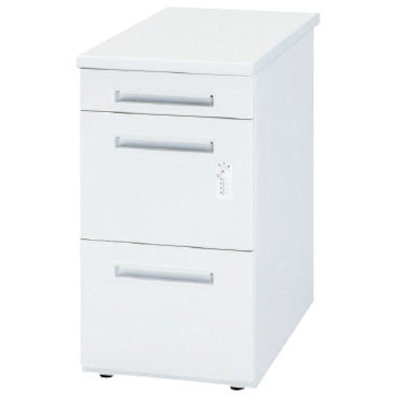 50SNH-D048BWW 脇デスク(3段) 50Sシリーズ トヨスチール(トヨセット) ホワイト色 ダイヤル錠 間口400mm奥行800mm高さ720mm  50SNH-D048BWW