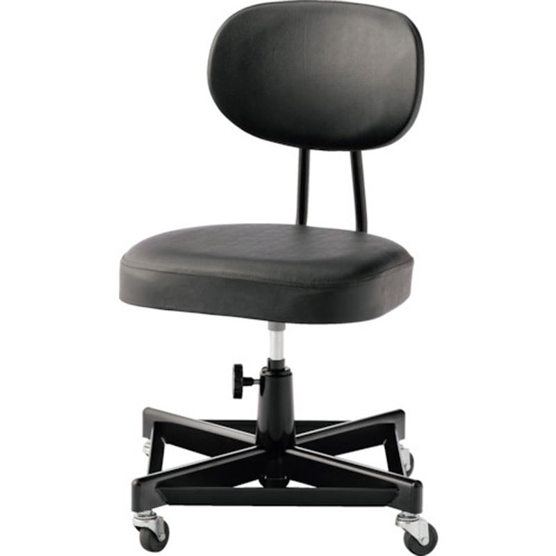 T-160TT 工具皿付チェア 背付き ノーリツイス ○キャスター ビニールレザー ブラック色