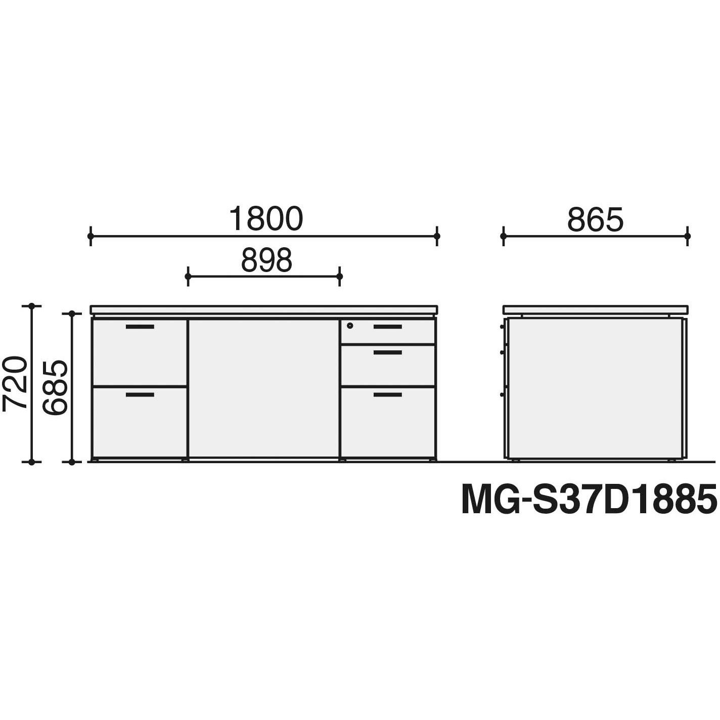 コクヨ品番 MG-S37D1885M53N4 役員用　Ｓ３７０シリーズ　両袖デスク W1800xD850xH720 マネージメント　Ｓ３７０シリーズ コクヨ 役員用家具 オフィスデスク MG-S370 MG-S37D1885 両