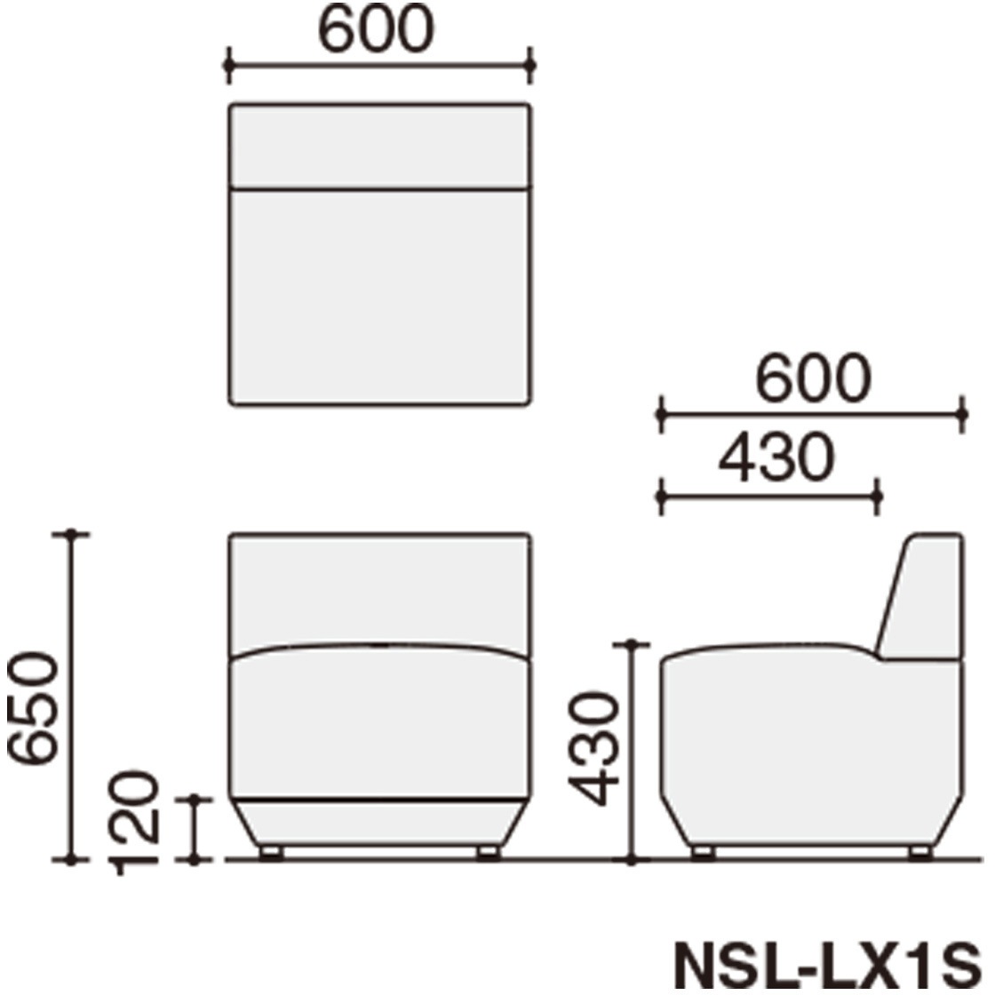 NSL-LX1S-VLQ51 ロビーチェア ソロス アームレスチェア (配送・組立 