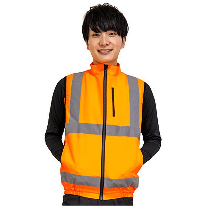 STATUS 空調服 オレンジ/黒 反射ストライプ付き STATUS 空調服 オレンジ/黒 反射ストライプ付き 夜間作業に最適