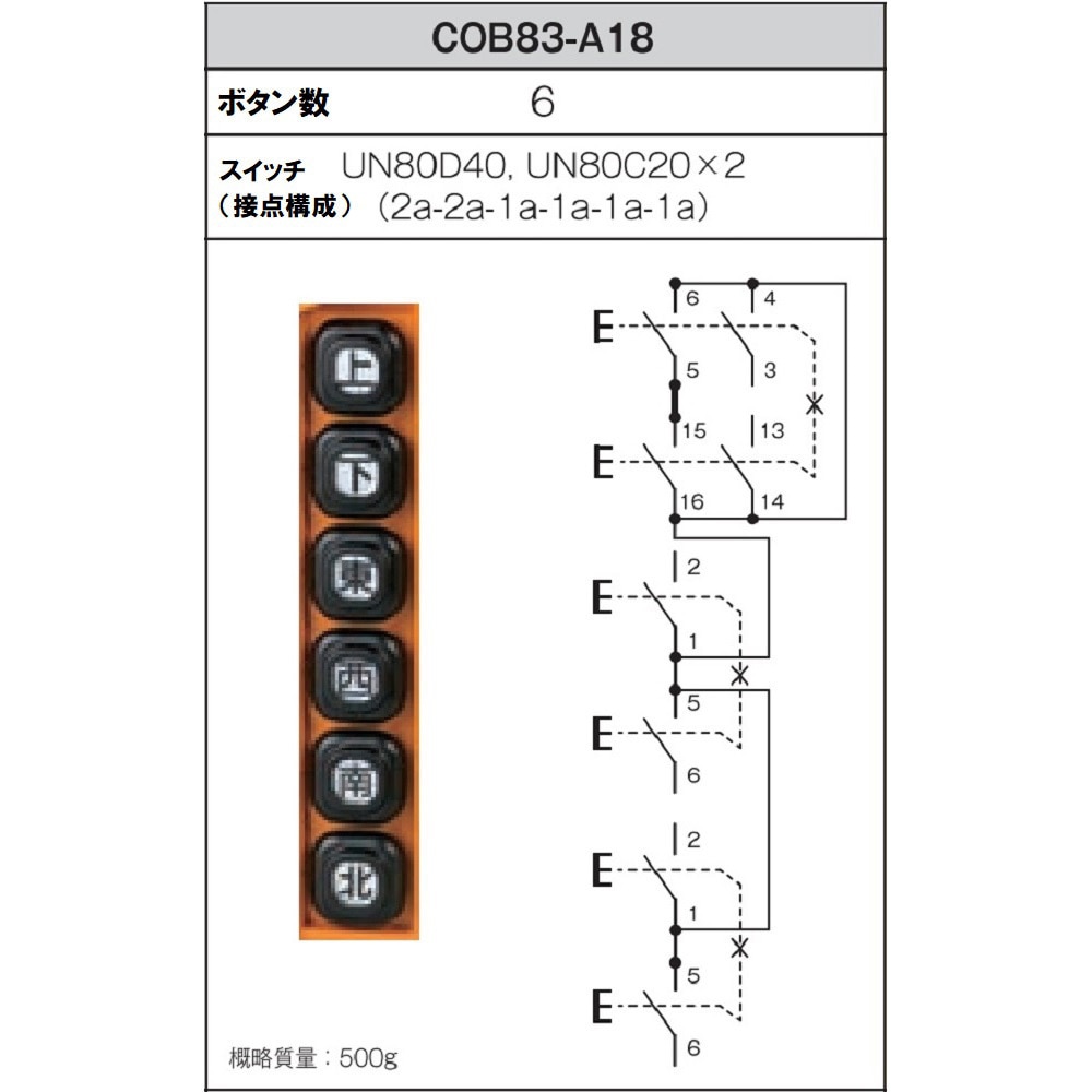 COB83-A18 ホイスト用押ボタン開閉器(電動機間接操作用) COB80