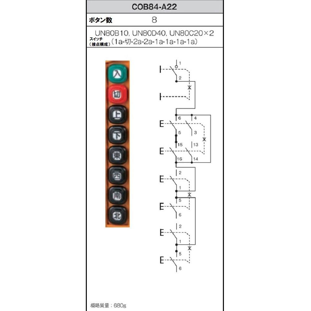 COB84-A22 ホイスト用押ボタン開閉器(電動機間接操作用) COB80シリーズ