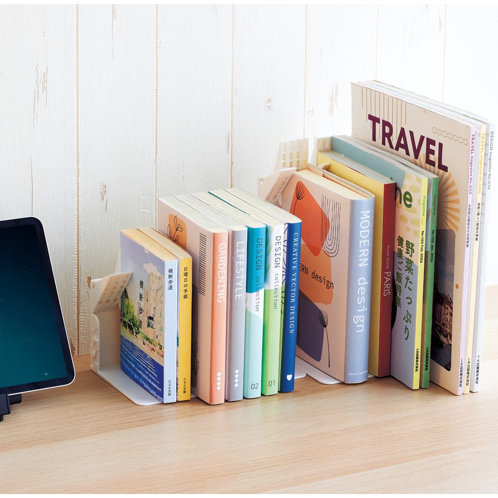 A3580-0 1冊でも倒れないブックスタンド リヒトラブ ホワイト色 サイズ