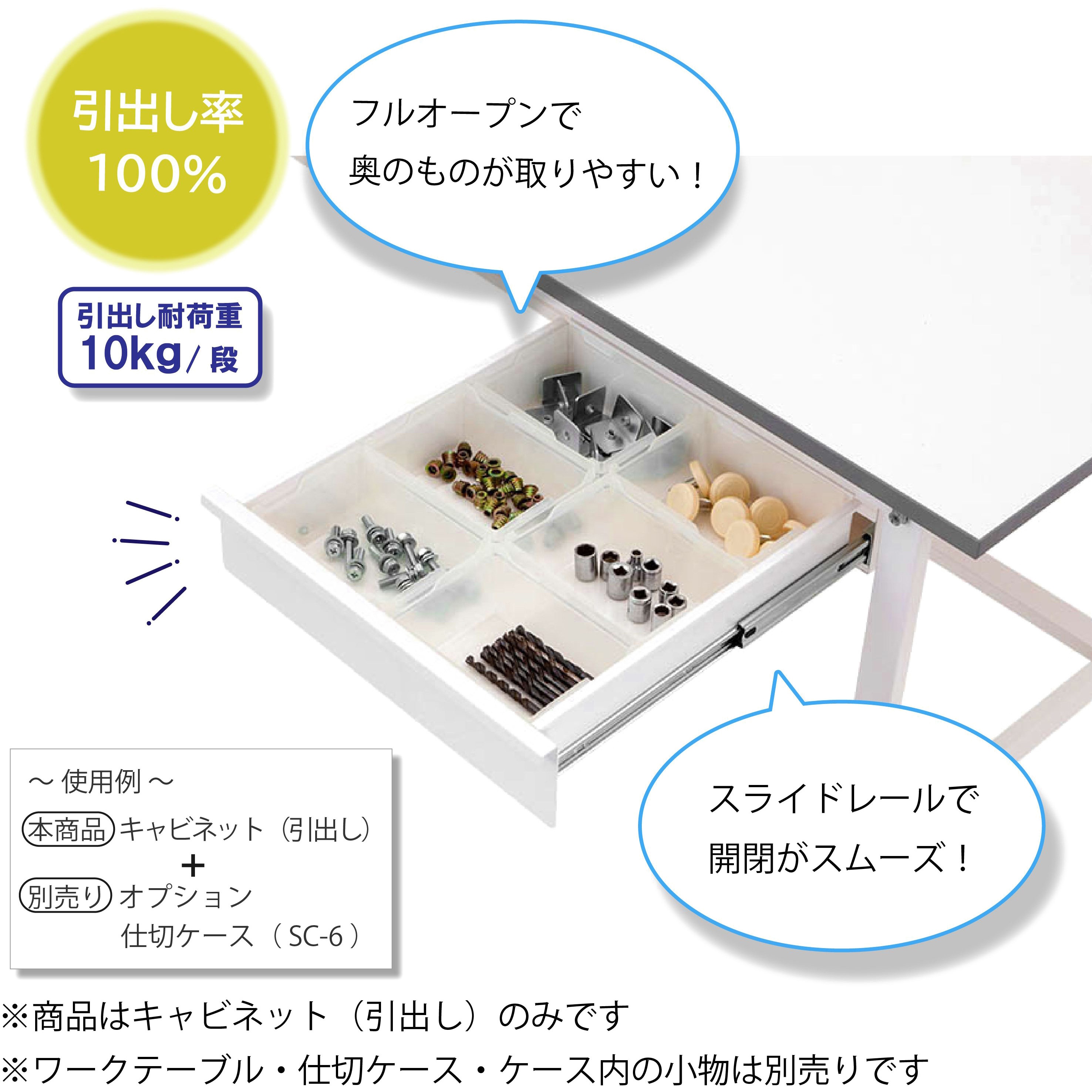 UC1-W(D600用) オプション/キャビネット(引き出し)_ワークテーブル150