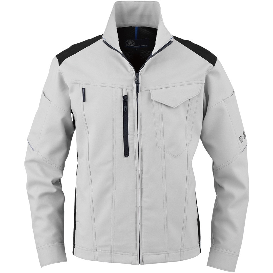 AE-9061 エコ・ストレッチ長袖ブルゾン BOTTLE TECH 混率ポリエステル100(再生PET繊維100)% シルバー色 SS着丈57cm  AE-9061