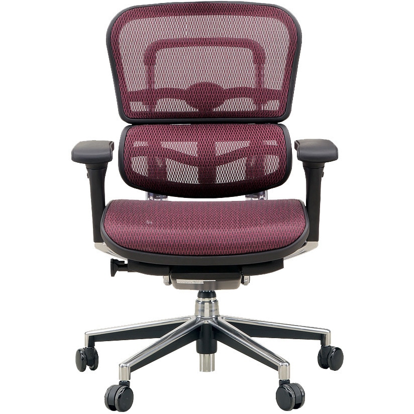 EH-LAM KM12 エルゴヒューマンベーシック ロータイプ エルゴヒューマン(Ergohuman) キャスターあり レッド色 エラストメリックメッシュ   EH-LAM KM12