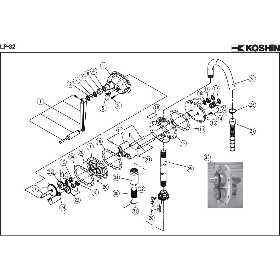 LP-32 ハンドルクミ 手回しドラムポンプ LP-32 部品 工進 1台あたりの必要個数 1個 - 【通販モノタロウ】