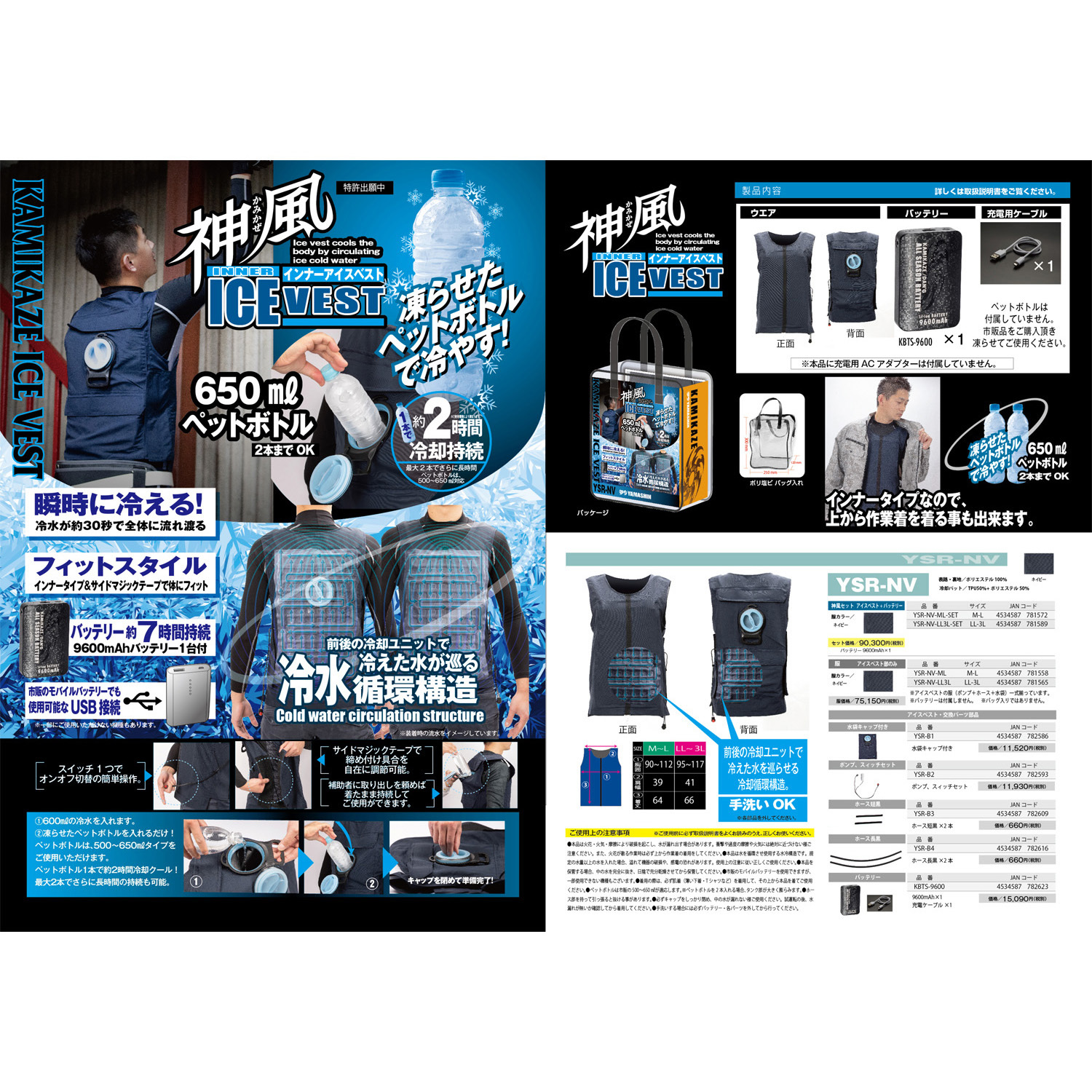 YSR-NV-ML-SET 山真 神風 アイスベスト 1個 Y