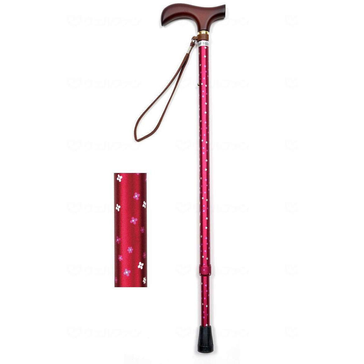 9714 夢ライフステッキ 柄杖伸縮型(スリムタイプ)/小花ワイン/- 1本 ウェルファン 【通販モノタロウ】 5,262円