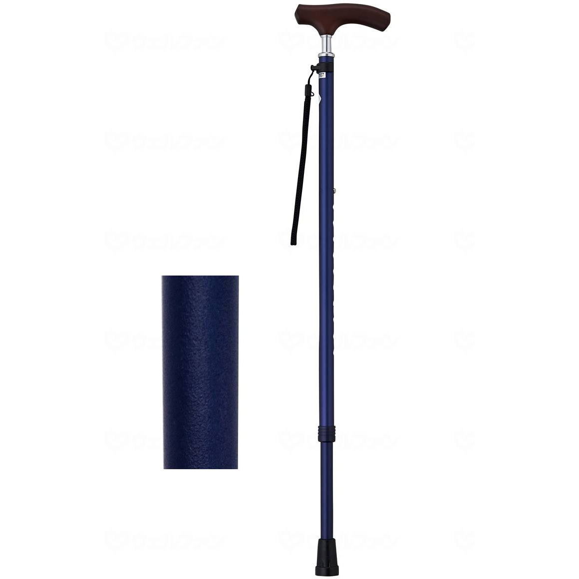 9731 夢ライフステッキ スリムネック伸縮スリムタイプ(無地)/ネイビー/ギフトボックス仕様 1本 ウェルファン 【通販モノタロウ】