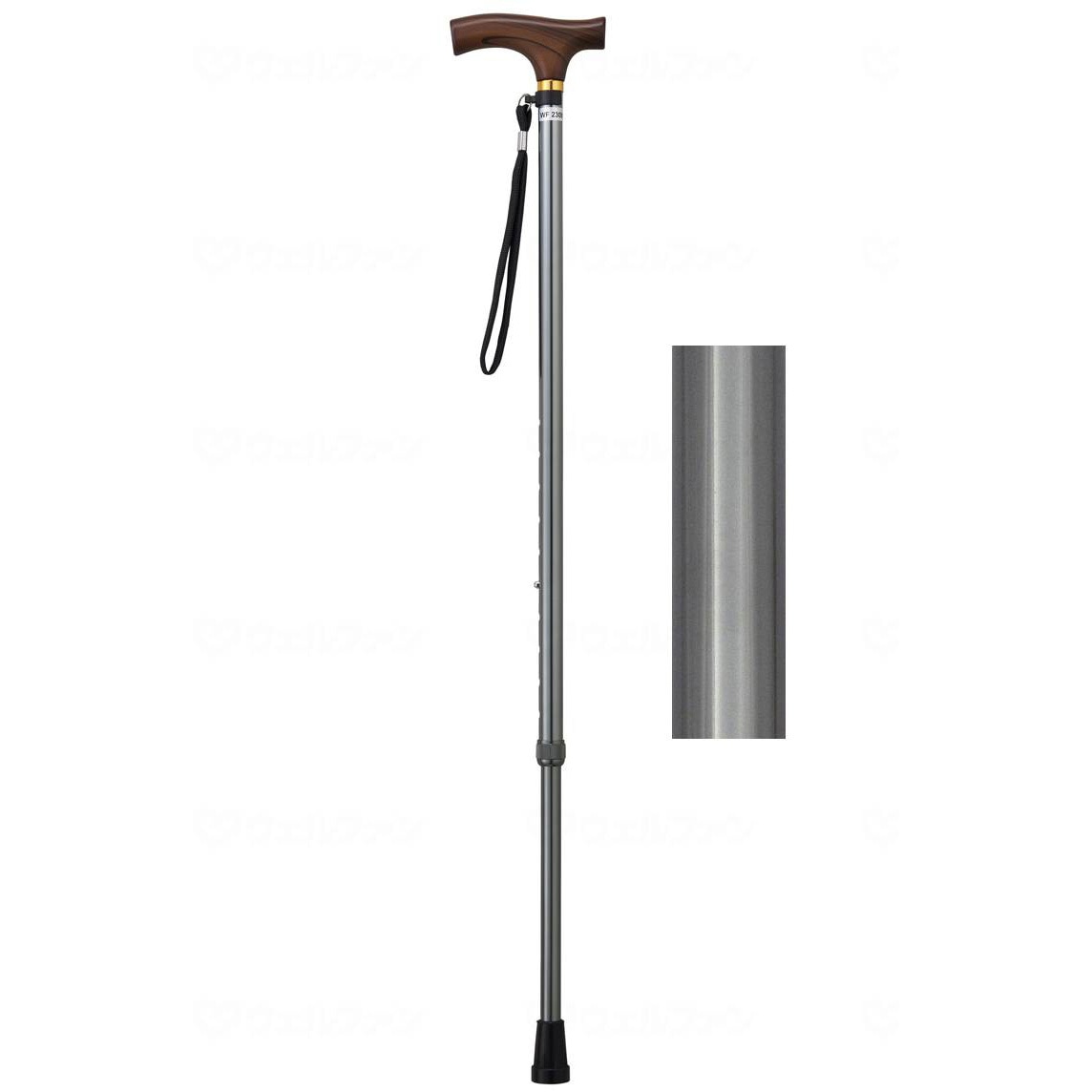 9711 夢ライフステッキ 伸縮型(スリムタイプ)/グレー/ギフトボックス仕様 1本 ウェルファン 【通販モノタロウ】